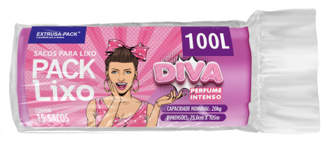 PACK LIXO DIVA 100 LITROS 75X105 ROSA RL 15 UN