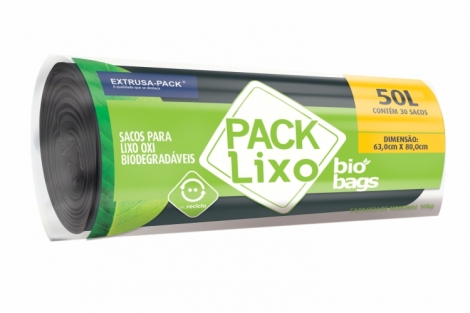 PACK LIXO BIOBAGS 050 LITROS PRETO 63X80 FD 10X30 UN