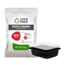 GOURMAX - KIT 1000ML RETANGULAR PRETO GG - PT.24UN