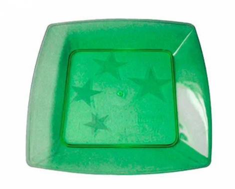 PLASTILANIA - PRATO PEQUENO SQUARE VERDE - CX.40X10UN (FORA DE LINHA)