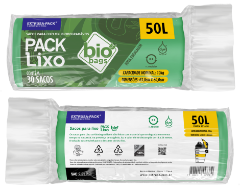 PACK LIXO BIOBAGS 050 LITROS VERDE 63X80 FD 10X30 UN