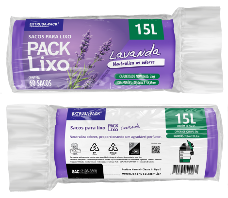 PACK LIXO LAVANDA 015 LITROS 39X58 RL 60 UN
