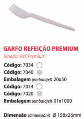 PRAFESTA - GARFO REFEICAO PREMIUM BRANCO (7014) - CX.1000UN