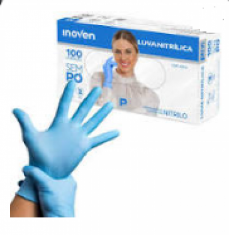 INOVEN - LUVA NITRILICA AZUL SEM PO (M) - PT.100UN