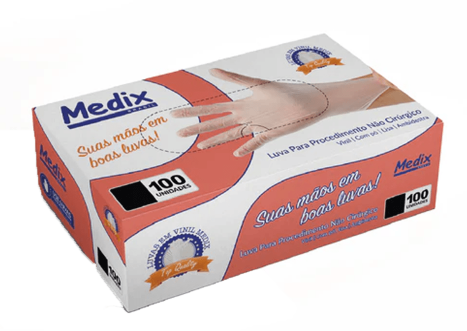 MEDIX - LUVA VINIL COM PO (P) - CX.100UN (6352)